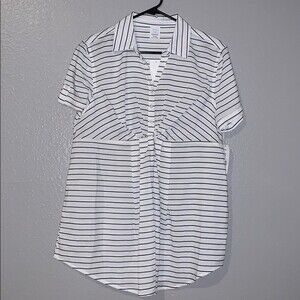 Time and Tru Maternity Striped Woven Top Blouse with Twist Detail